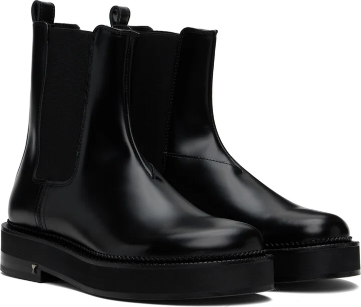 AMI Paris Black Anatomical Toe Chelsea Boots - Image 4