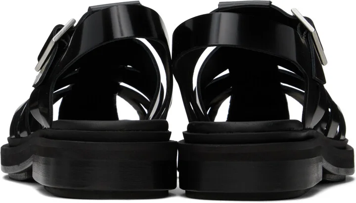 AMI Paris Black Anatomical Toe Fisherman Sandals - Image 2