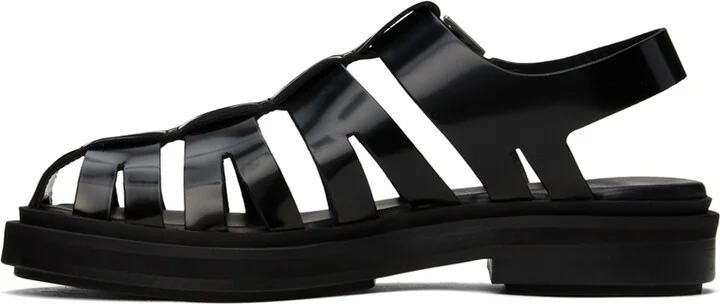 AMI Paris Black Anatomical Toe Fisherman Sandals - Image 3