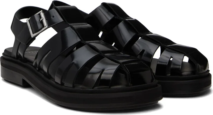 AMI Paris Black Anatomical Toe Fisherman Sandals - Image 4