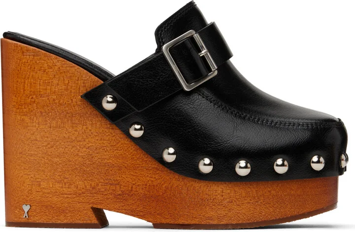 AMI Paris Black Close Toe Clogs