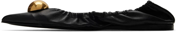 AMI Paris Black Embellished Pointed Toe Ballerina Flats - Image 3