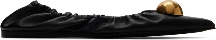 AMI Paris Black Embellished Pointed Toe Ballerina Flats