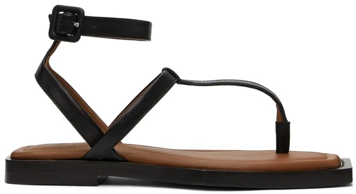 AMI Paris Black Flat Sandals