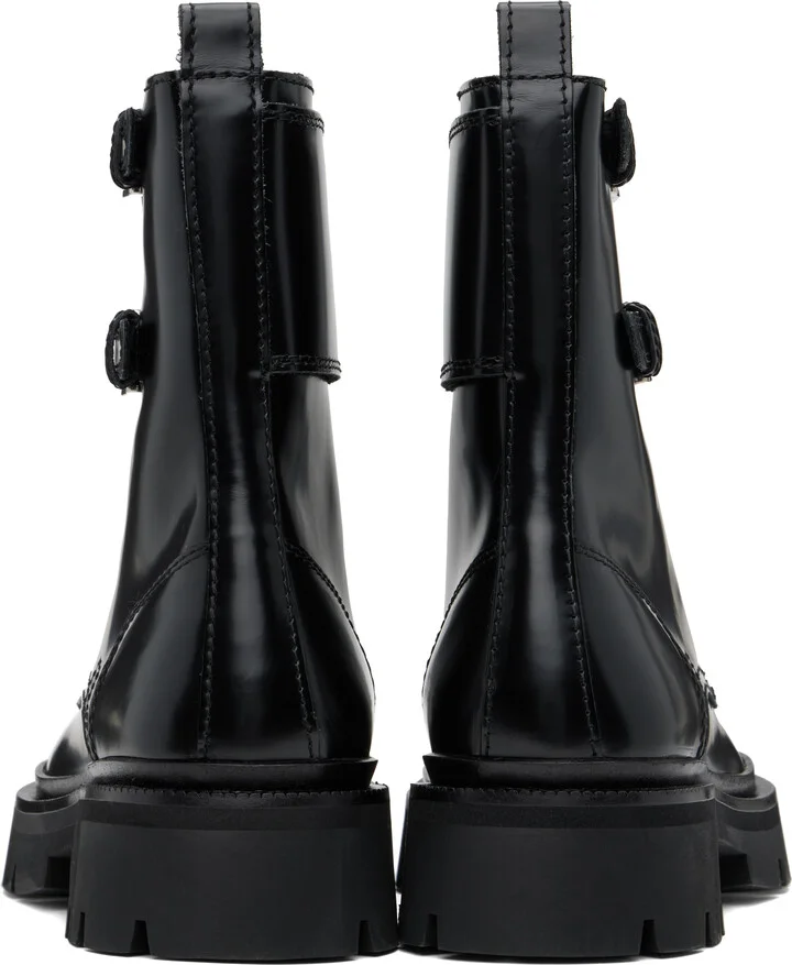 AMI Paris Black Lace-Up Double Straps Boots - Image 2