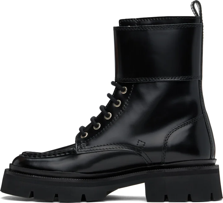 AMI Paris Black Lace-Up Double Straps Boots - Image 3