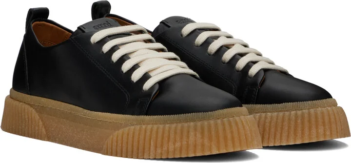 AMI Paris Black Lace-Up Sneakers - Image 4
