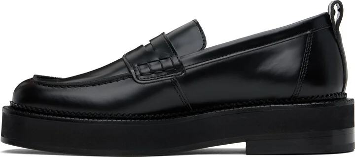 AMI Paris Black Leather Anatomical Toe Loafers - Image 3