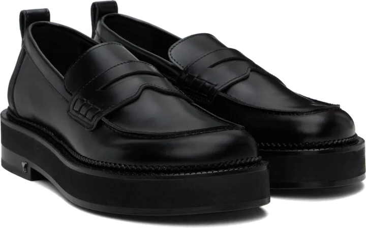 AMI Paris Black Leather Anatomical Toe Loafers - Image 4