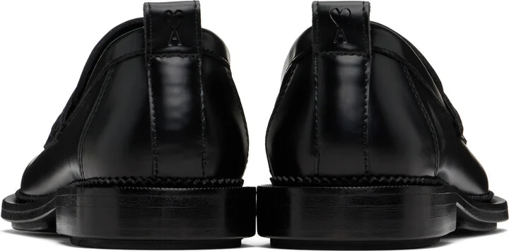 AMI Paris Black Leather Anatomical Toe Loafers - Image 2