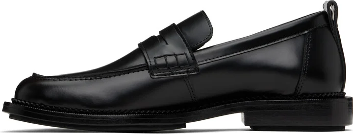 AMI Paris Black Leather Anatomical Toe Loafers - Image 3