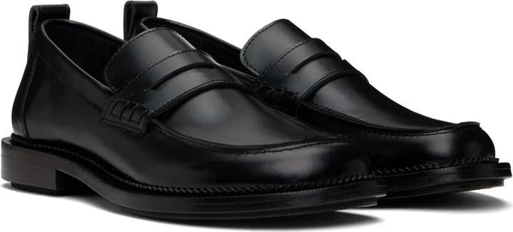 AMI Paris Black Leather Anatomical Toe Loafers - Image 4