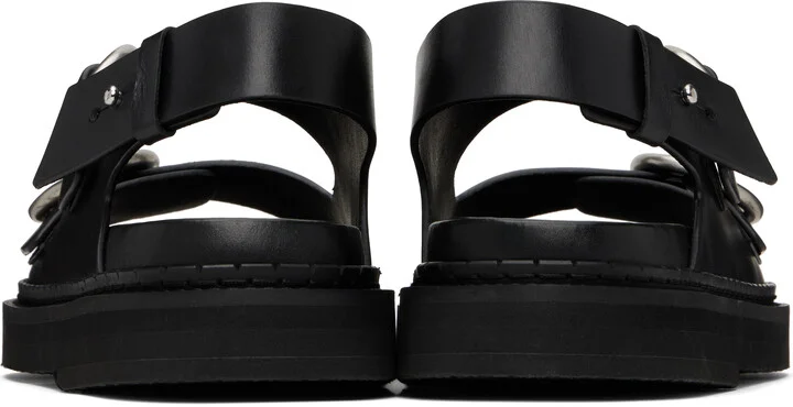 AMI Paris Black Leather Fussbet Midi Sandals - Image 2