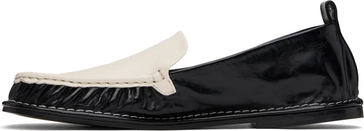 AMI Paris Black & Off-White Leather Midi Loafers - Image 3