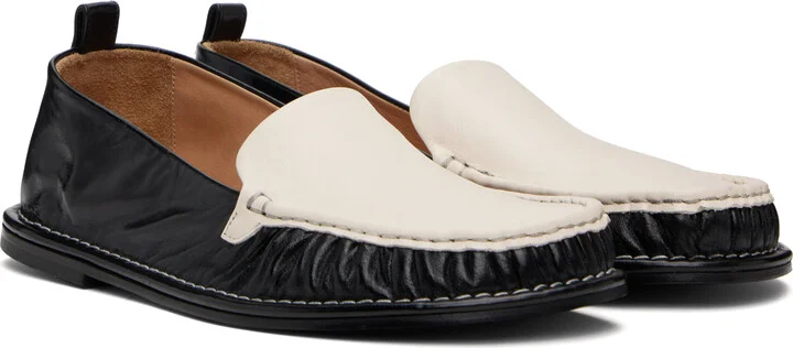 AMI Paris Black & Off-White Leather Midi Loafers - Image 4