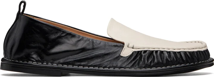 AMI Paris Black & Off-White Leather Midi Loafers