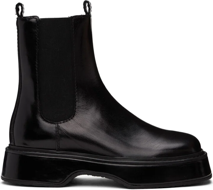 AMI Paris Black Square Toe Boots