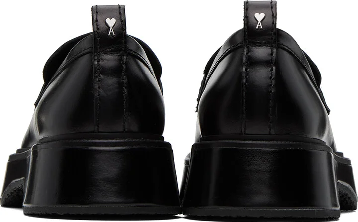 AMI Paris Black Square Toe Loafers - Image 2