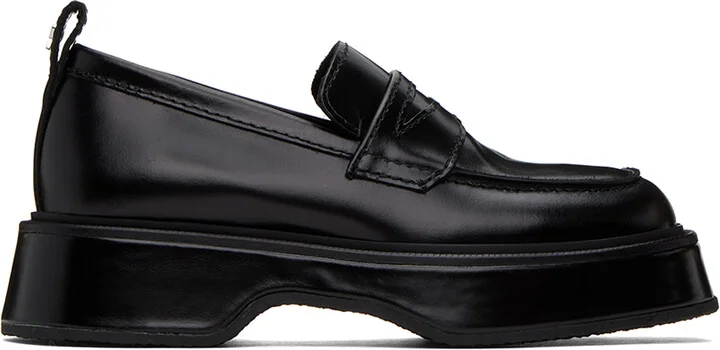 AMI Paris Black Square Toe Loafers