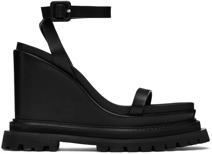 AMI Paris Black Wedge Sandals