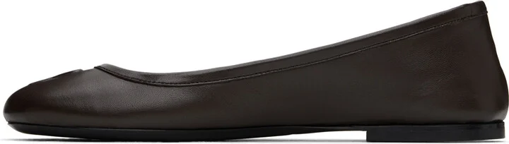 AMI Paris Brown Round Toe Ami De Cœur Ballerina Flats - Image 3