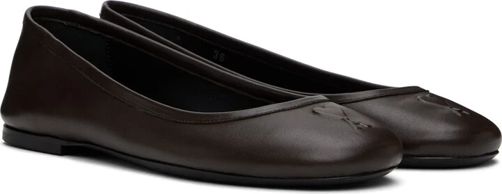 AMI Paris Brown Round Toe Ami De Cœur Ballerina Flats - Image 4