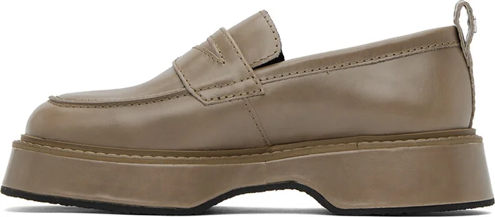 AMI Paris Brown Square Toe Loafers - Image 3