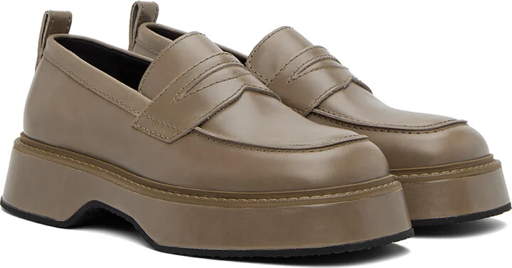 AMI Paris Brown Square Toe Loafers - Image 4