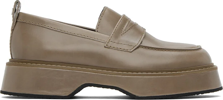 AMI Paris Brown Square Toe Loafers