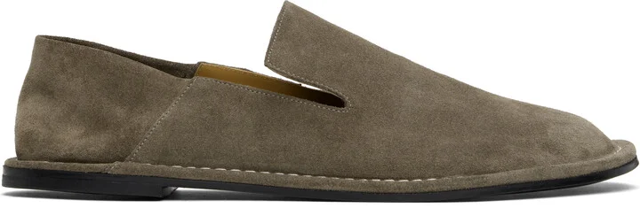 AMI Paris Gray Leather Midi Slippers