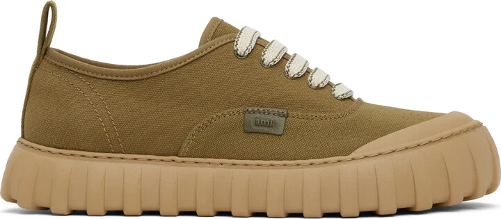 AMI Paris Khaki Cotton Low Top Tempo Canvas Sneakers