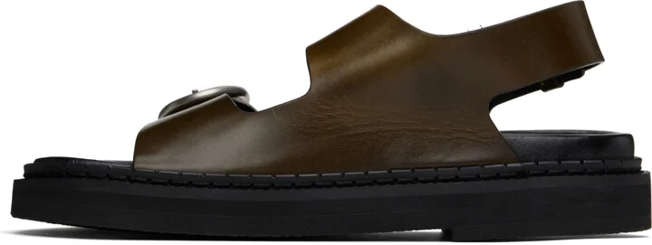 AMI Paris Khaki Fussbet Midi Sandals - Image 3