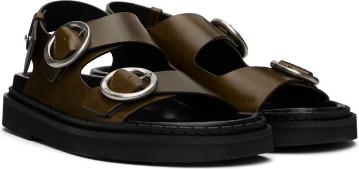 AMI Paris Khaki Fussbet Midi Sandals - Image 4