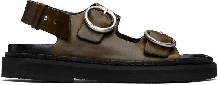 AMI Paris Khaki Fussbet Midi Sandals