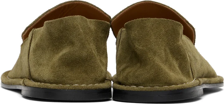 AMI Paris Khaki Leather Midi Slippers - Image 2