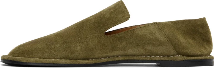 AMI Paris Khaki Leather Midi Slippers - Image 3