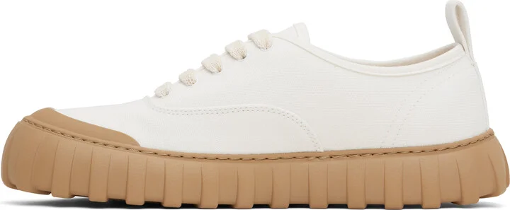 AMI Paris Off-White Cotton Low Top Tempo Canvas Sneakers - Image 3