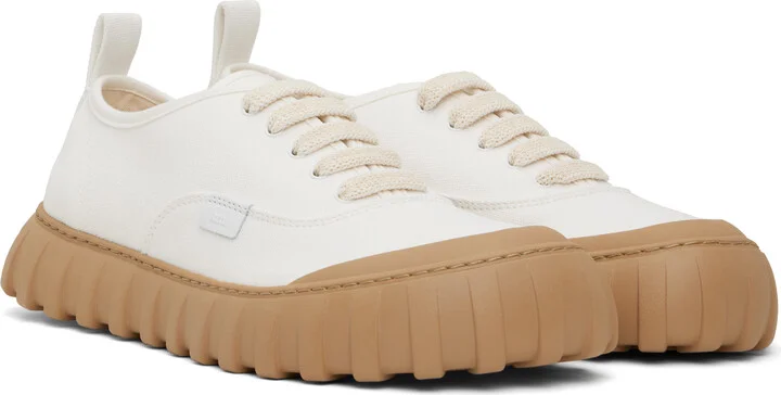 AMI Paris Off-White Cotton Low Top Tempo Canvas Sneakers - Image 4