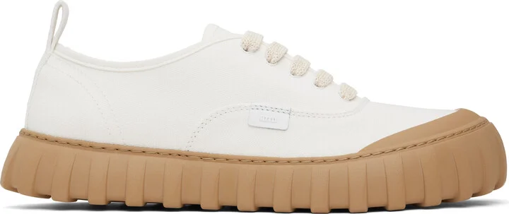 AMI Paris Off-White Cotton Low Top Tempo Canvas Sneakers