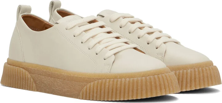 AMI Paris Off-White Lace-Up Sneakers - Image 4