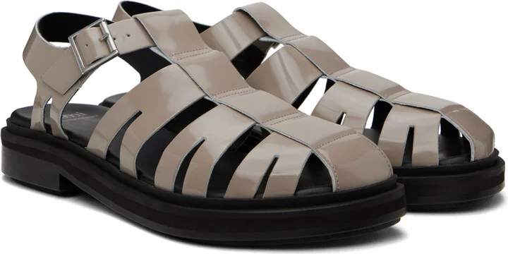 AMI Paris Taupe Anatomical Toe Fisherman Sandals - Image 4