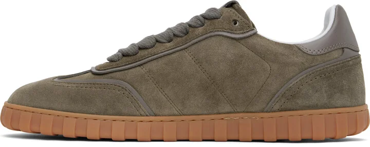 AMI Paris Taupe Leather Low Top Step Sneakers - Image 3
