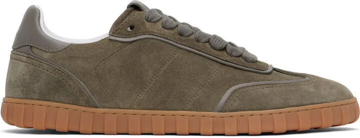 AMI Paris Taupe Leather Low Top Step Sneakers