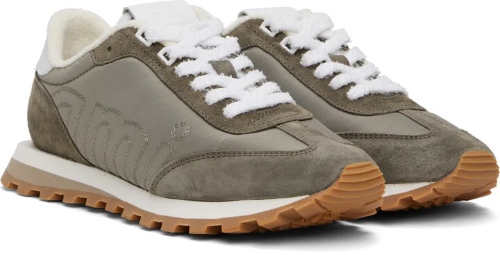 AMI Paris Taupe New Rush Sneakers - Image 4