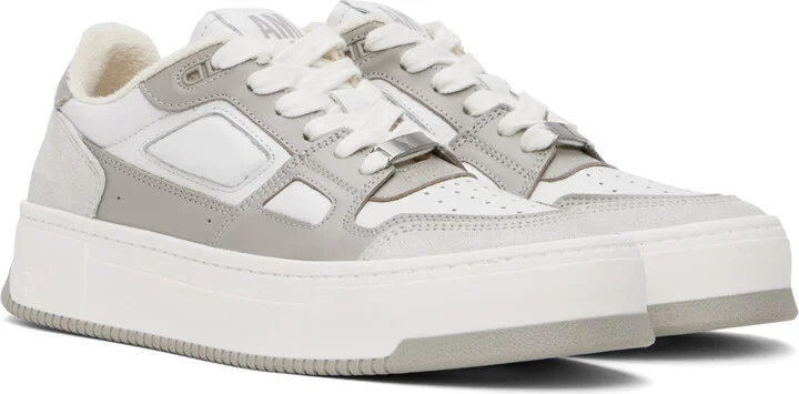 AMI Paris Taupe & White Arcade Sneakers - Image 4