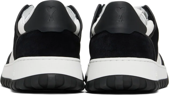 AMI Paris White & Black Leather Low-Top Walk Sneakers - Image 2