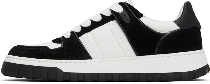 AMI Paris White & Black Leather Low-Top Walk Sneakers - Image 3