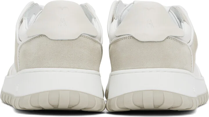 AMI Paris White & Gray Leather Low Top Walk Sneakers - Image 2