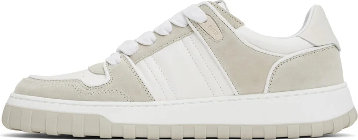 AMI Paris White & Gray Leather Low Top Walk Sneakers - Image 3