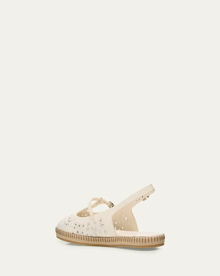 Amiee Leather Embroidered Espadrille Ballerina Flats - Image 2